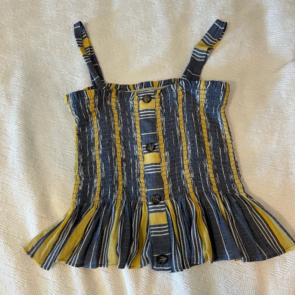 Yellow and Light Blue Striped Tank Top